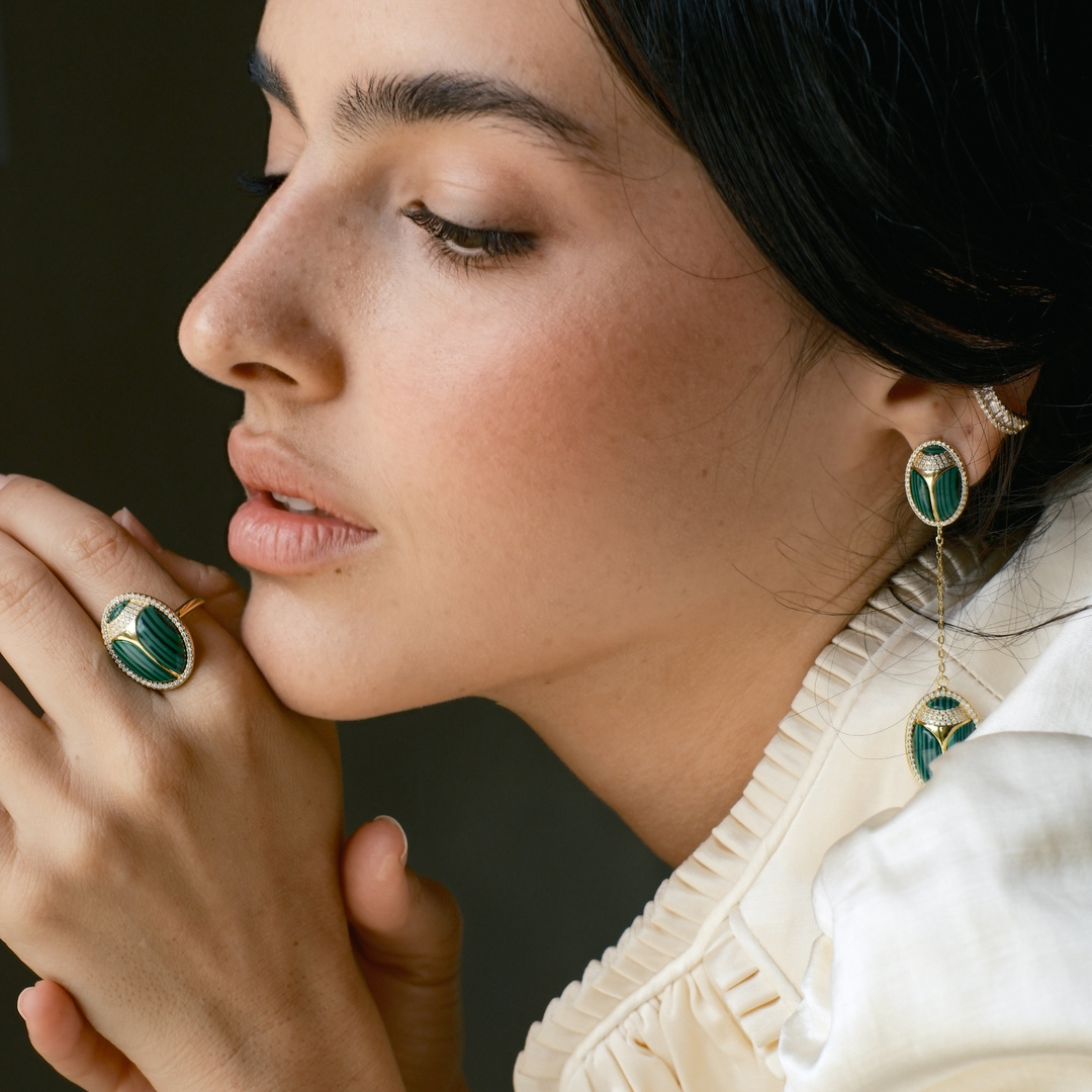 Elevated Scarab Malachite Ring - Swagychic