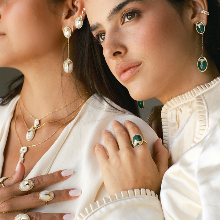 Elevated Scarab Mother of Pearl Ring - Swagychic