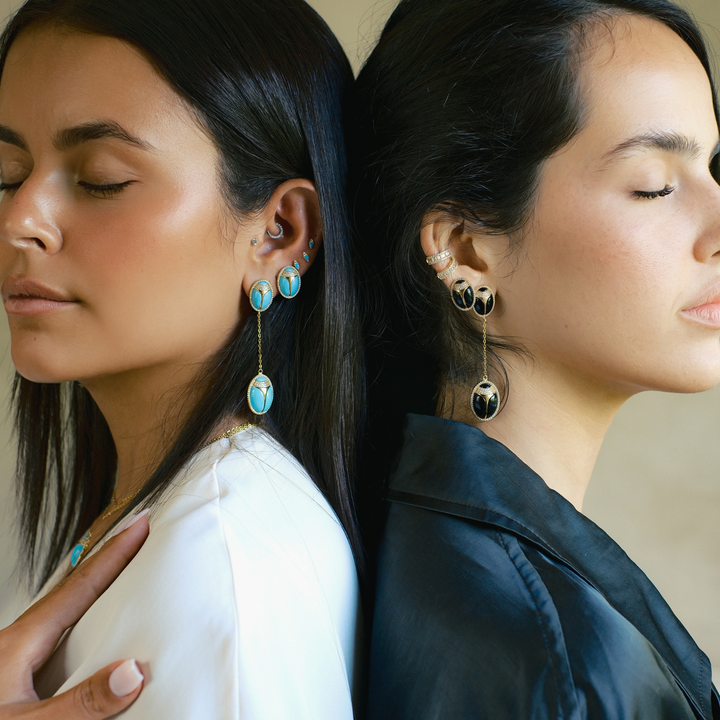 Elevated Scarab Turquoise Drop Earrings - Swagychic