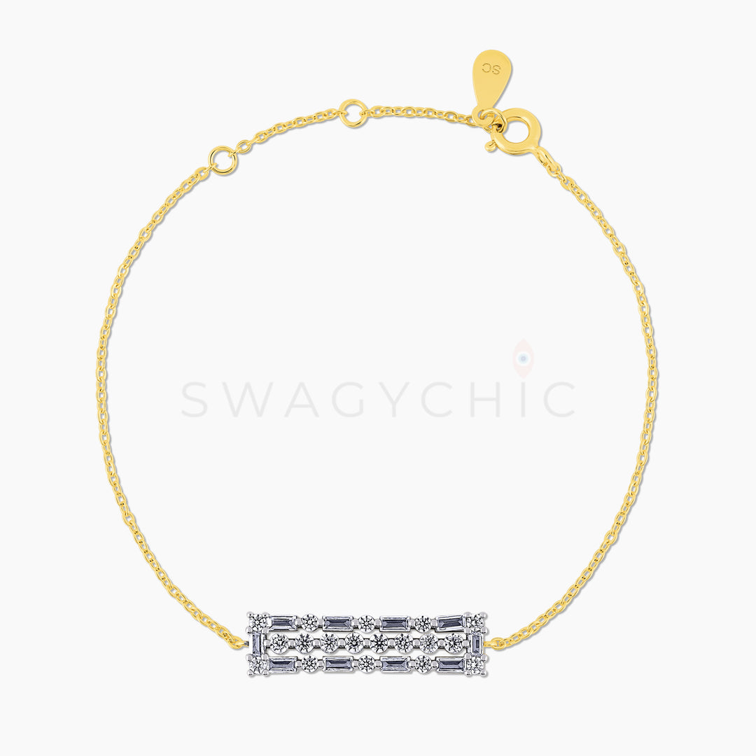 Elongated Bar Baguette CZ Bracelet - Gold - Swagychic