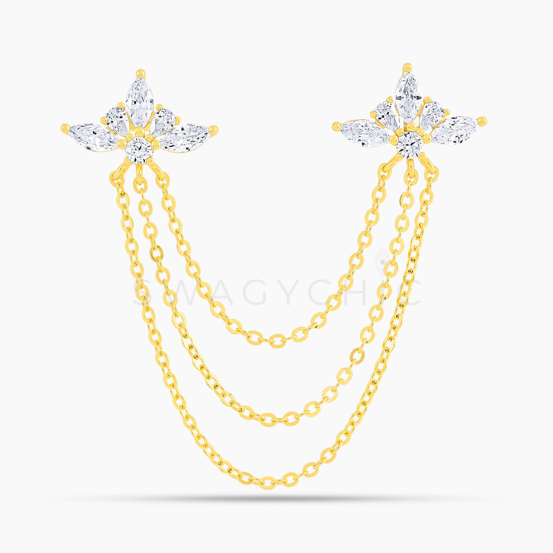 Etherea Gold Lotus Double Piercing - Swagychic
