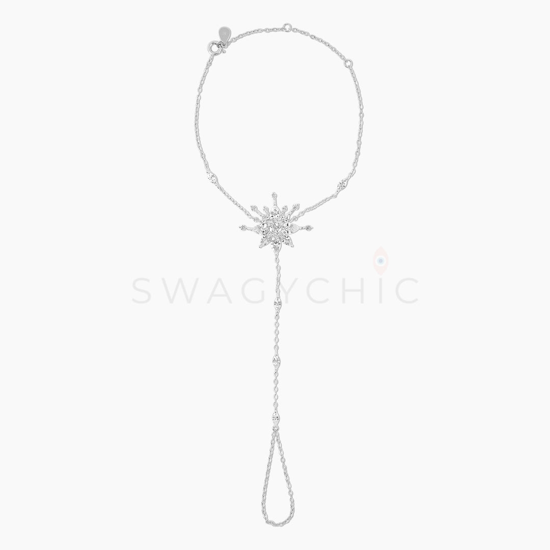 Etherea Silver Lotus Burst Hand Chain - Swagychic