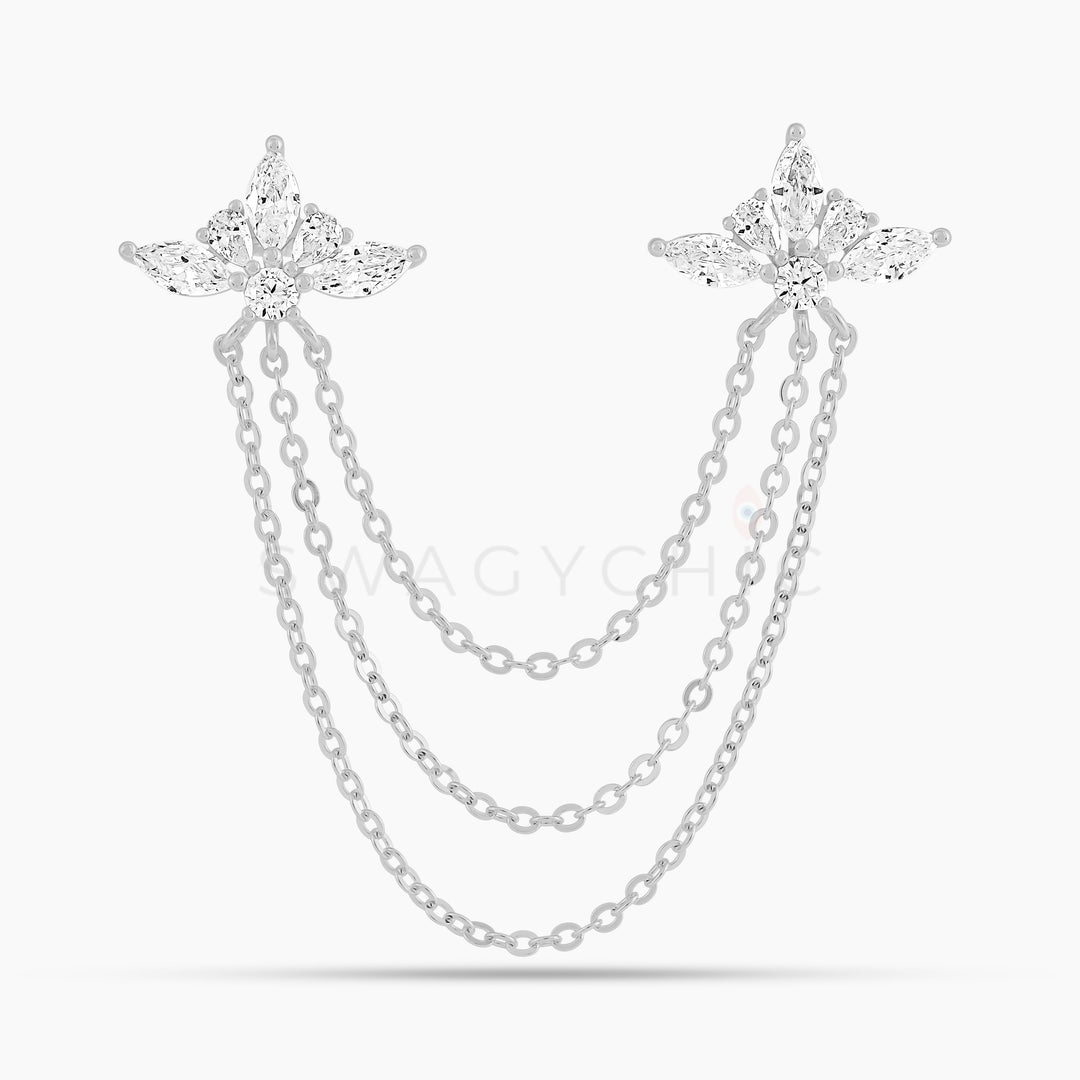 Etherea Silver Lotus Double Piercing  (Wholesale) - Swagychic