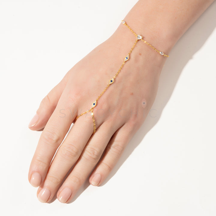 Eye Multi-Stone Hand Chain Bracelet - Swagychic