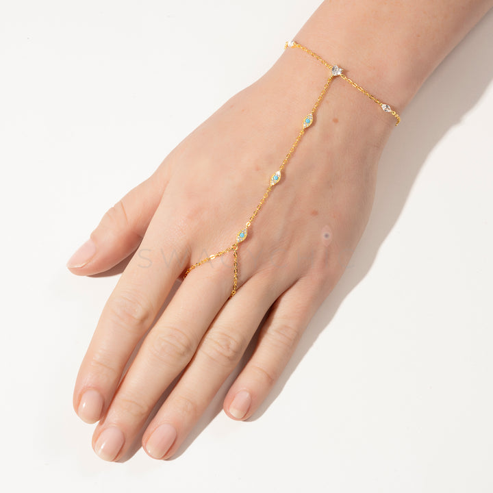 Eye Multi-Stone Hand Chain Bracelet - Swagychic