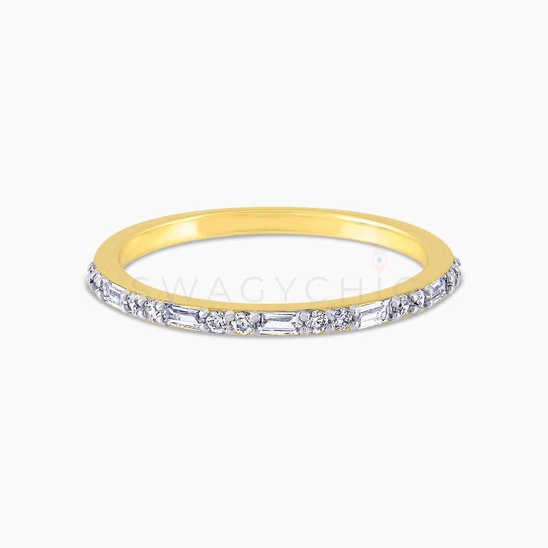 Five-Tiered Pave Baguette Ring - Gold - Swagychic