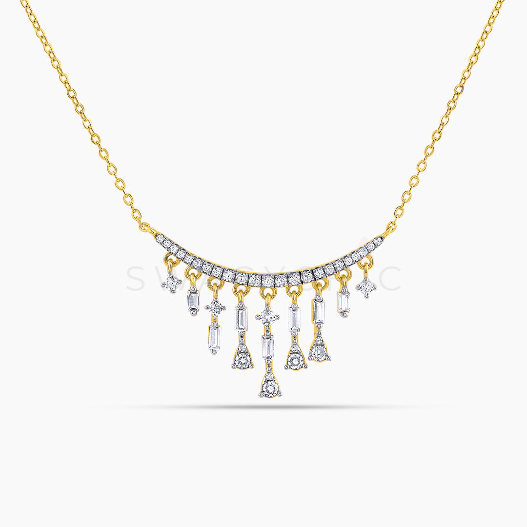 Geometric Cascading Drop Necklace - Gold - Swagychic