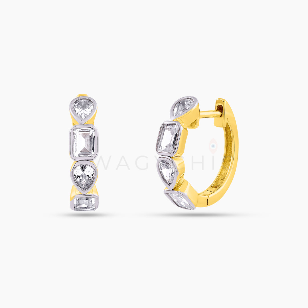 Geometric Bezel Huggies - Gold - Swagychic