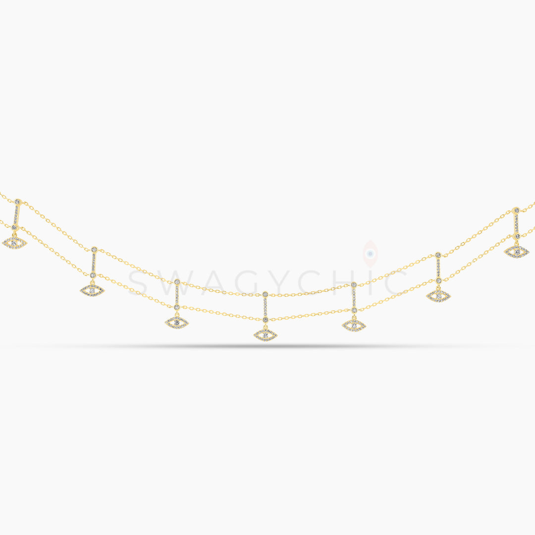 Gold Eye Dangle Protection Choker - Swagychic