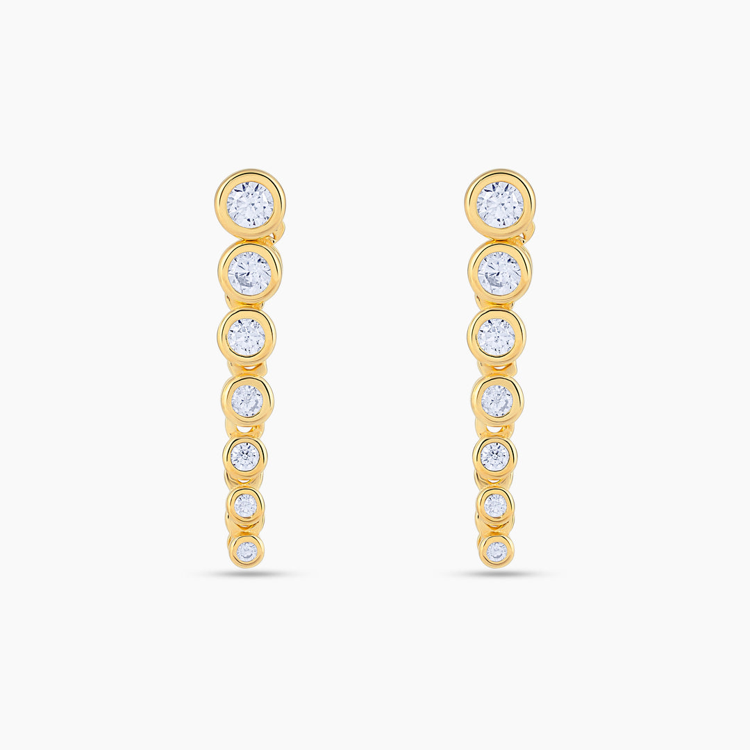 Graduated Bezel Drop Stud Earrings