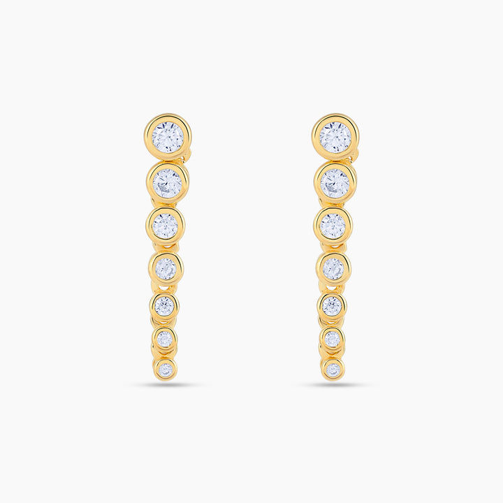 Graduated Bezel Drop Stud Earrings