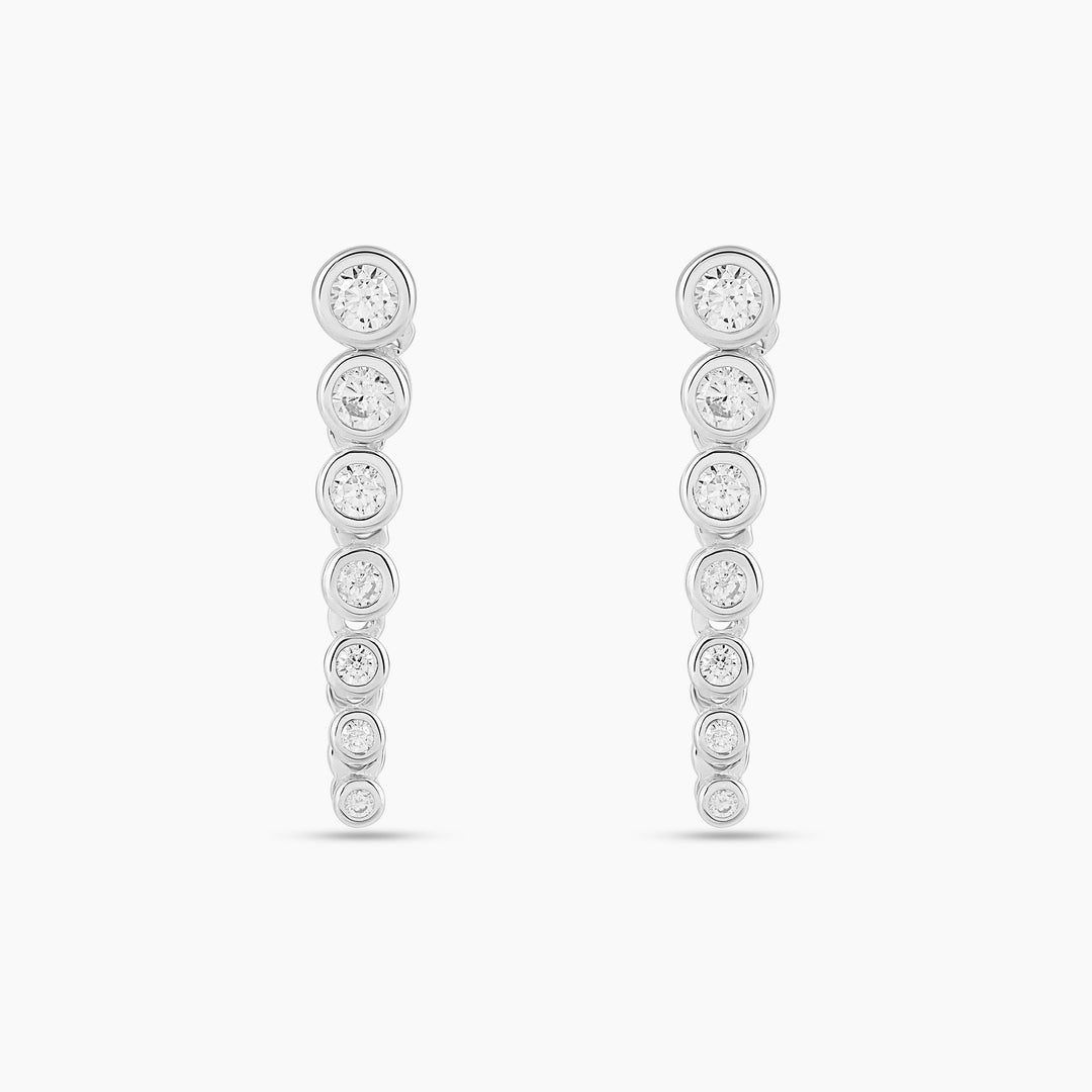 Graduated Bezel Drop Stud Earrings