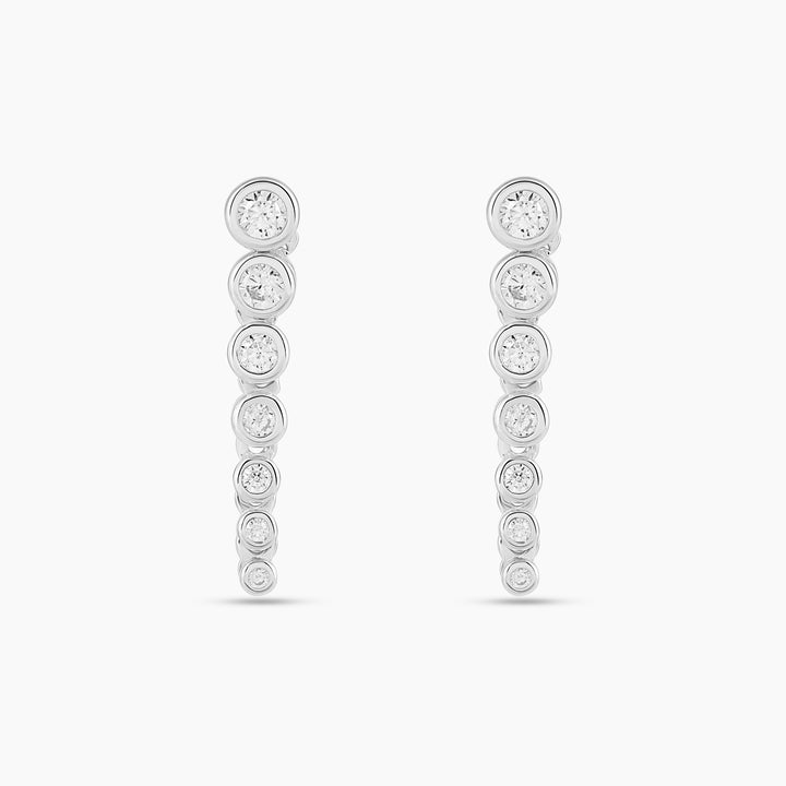 Graduated Bezel Drop Stud Earrings