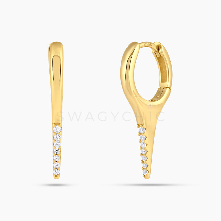 Half Pave Spike Huggie - Swagychic