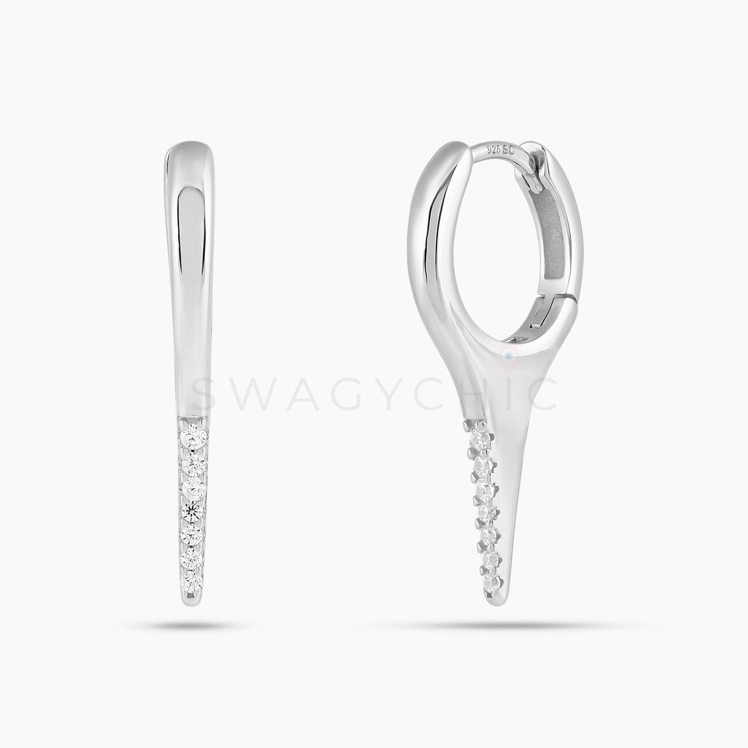 Half Pave Spike Huggie - Swagychic