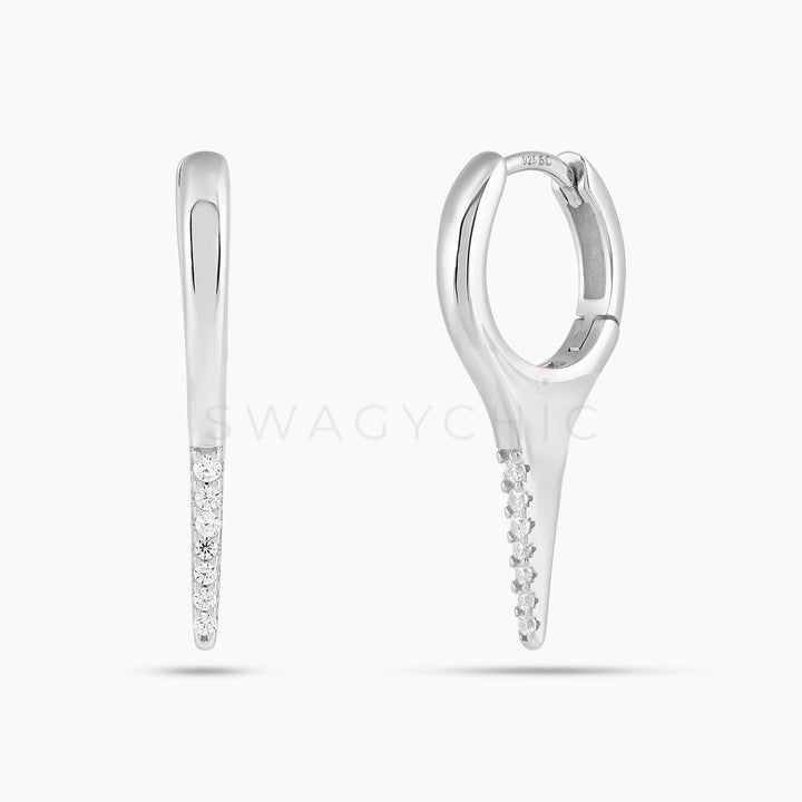 Half Pave Spike Huggie - Swagychic