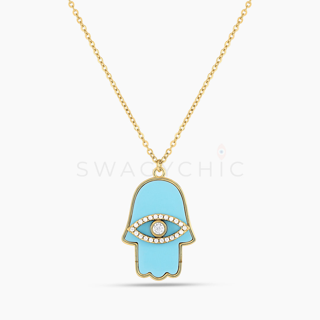 Hamsa Turquoise Necklace - Swagychic