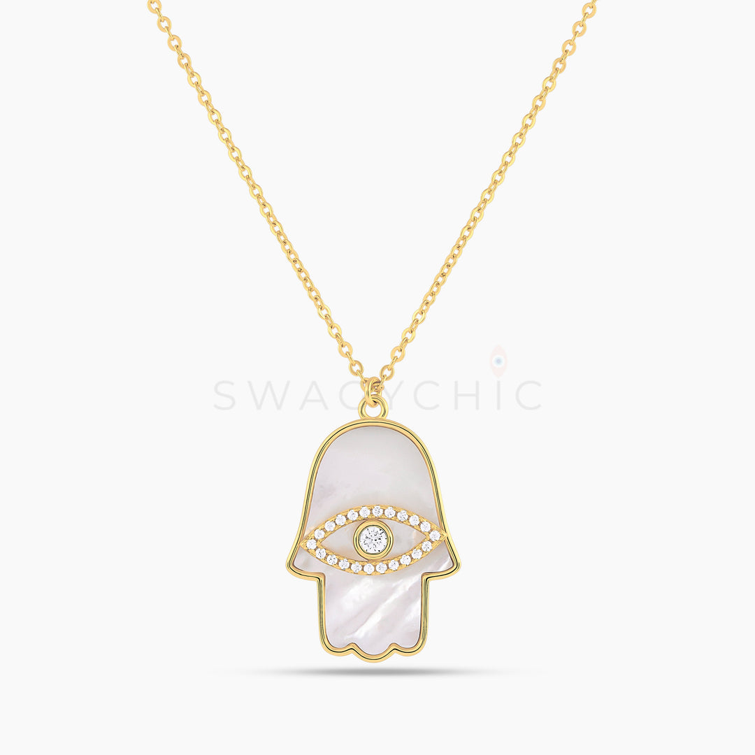Hamsa Mother of Pearl Necklace - Swagychic