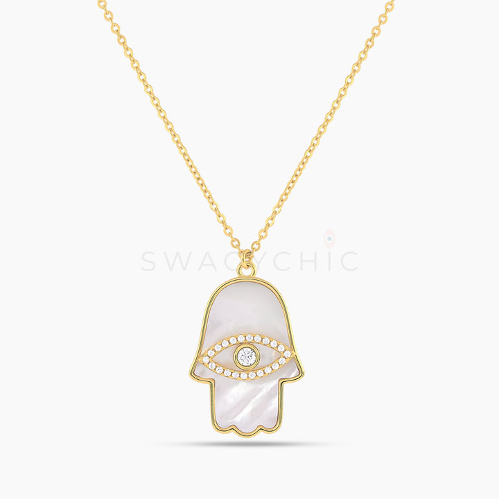 Hamsa Mother of Pearl Necklace - Swagychic