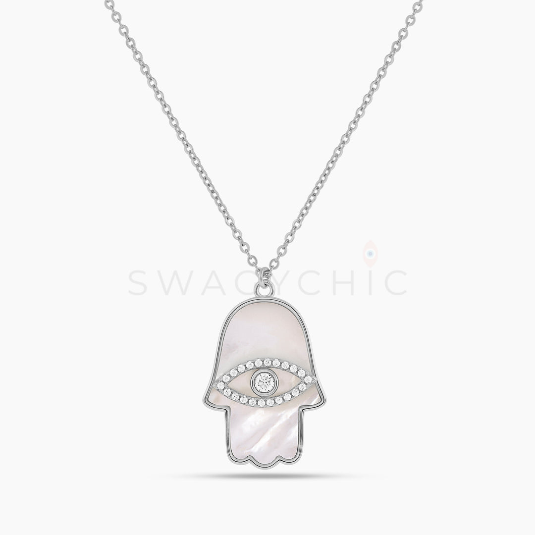 Hamsa Mother of Pearl Necklace - Swagychic