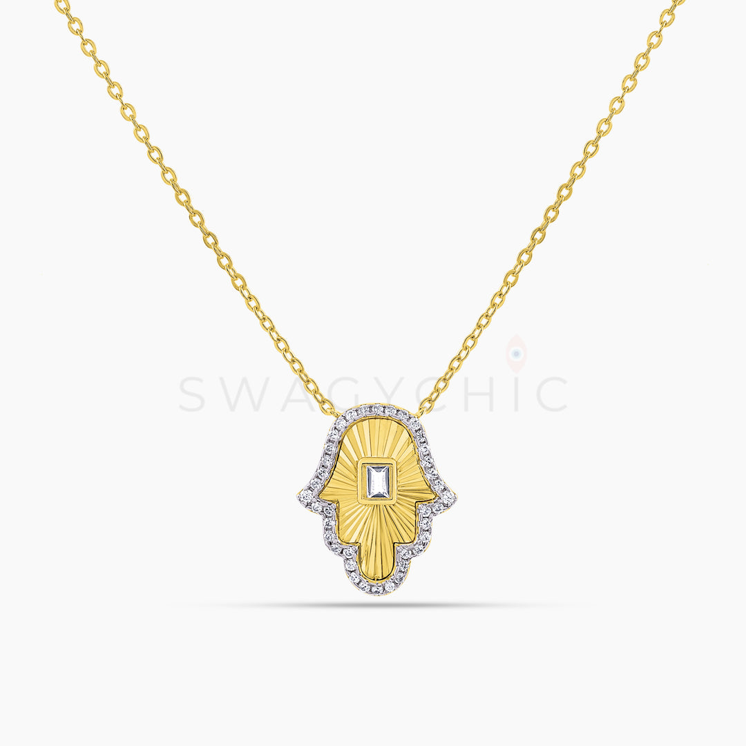 Hamsa Signature Necklace - Gold - Swagychic
