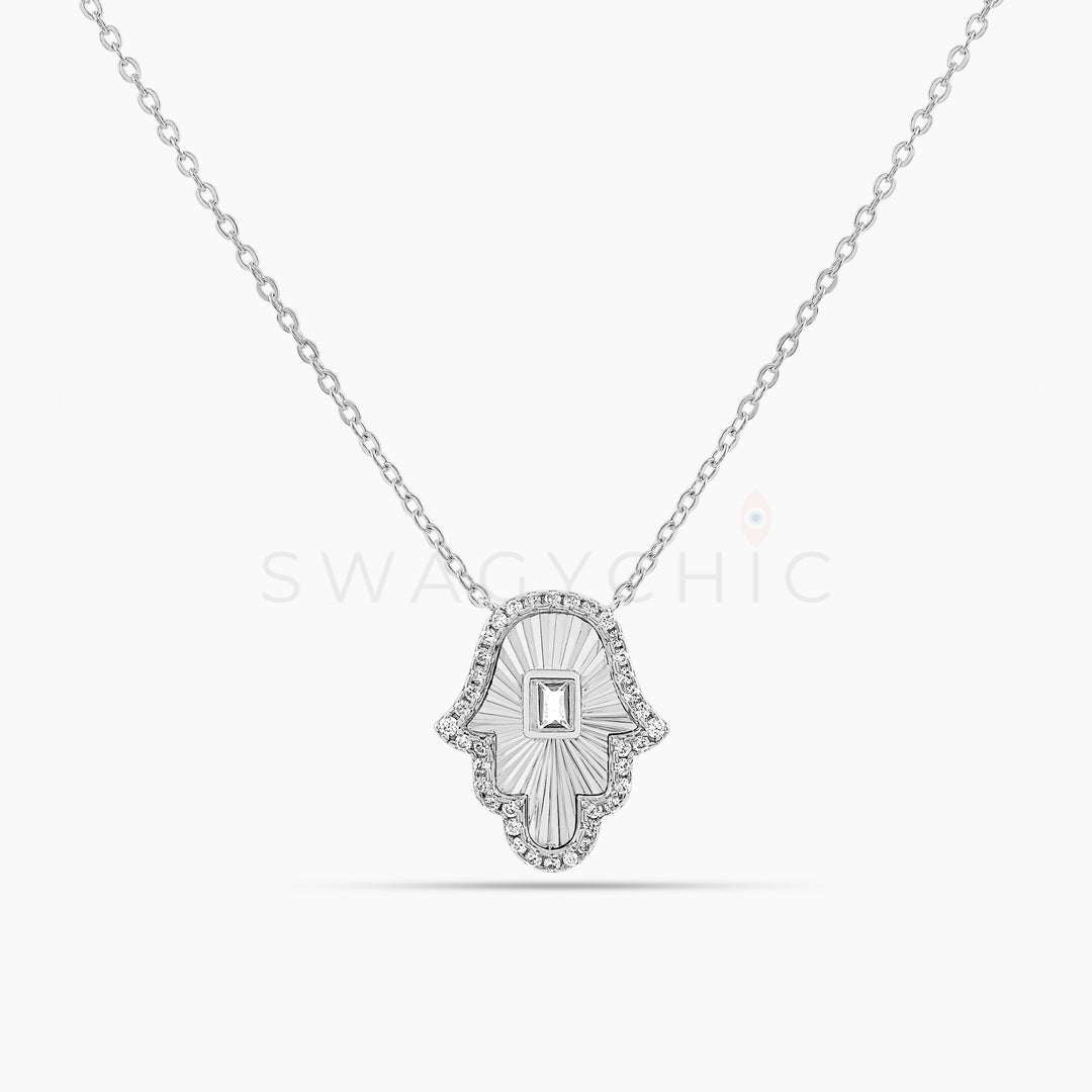 Hamsa Signature Necklace - Silver - Swagychic