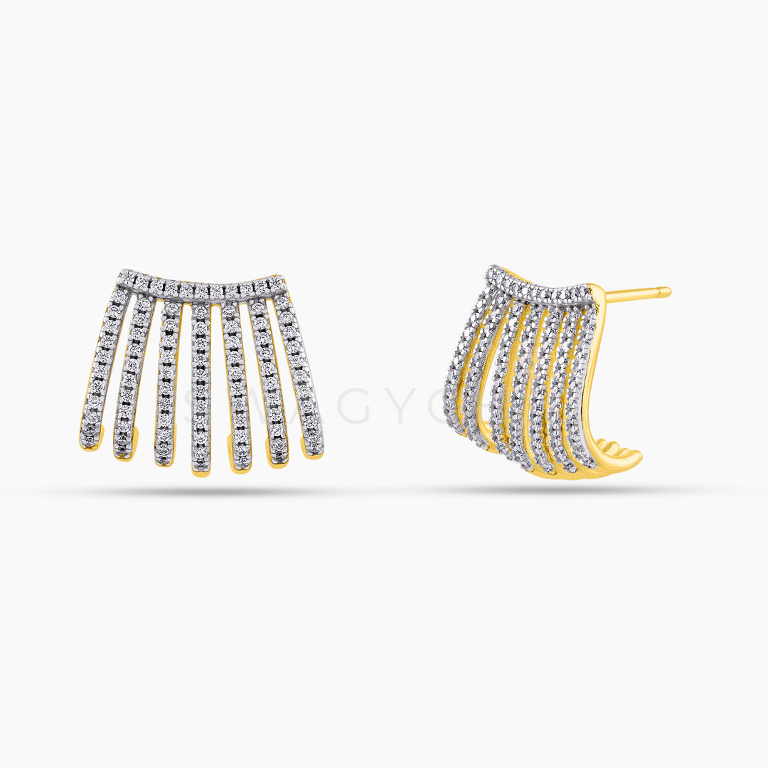 Horizon Pave Earrings - Gold - Swagychic