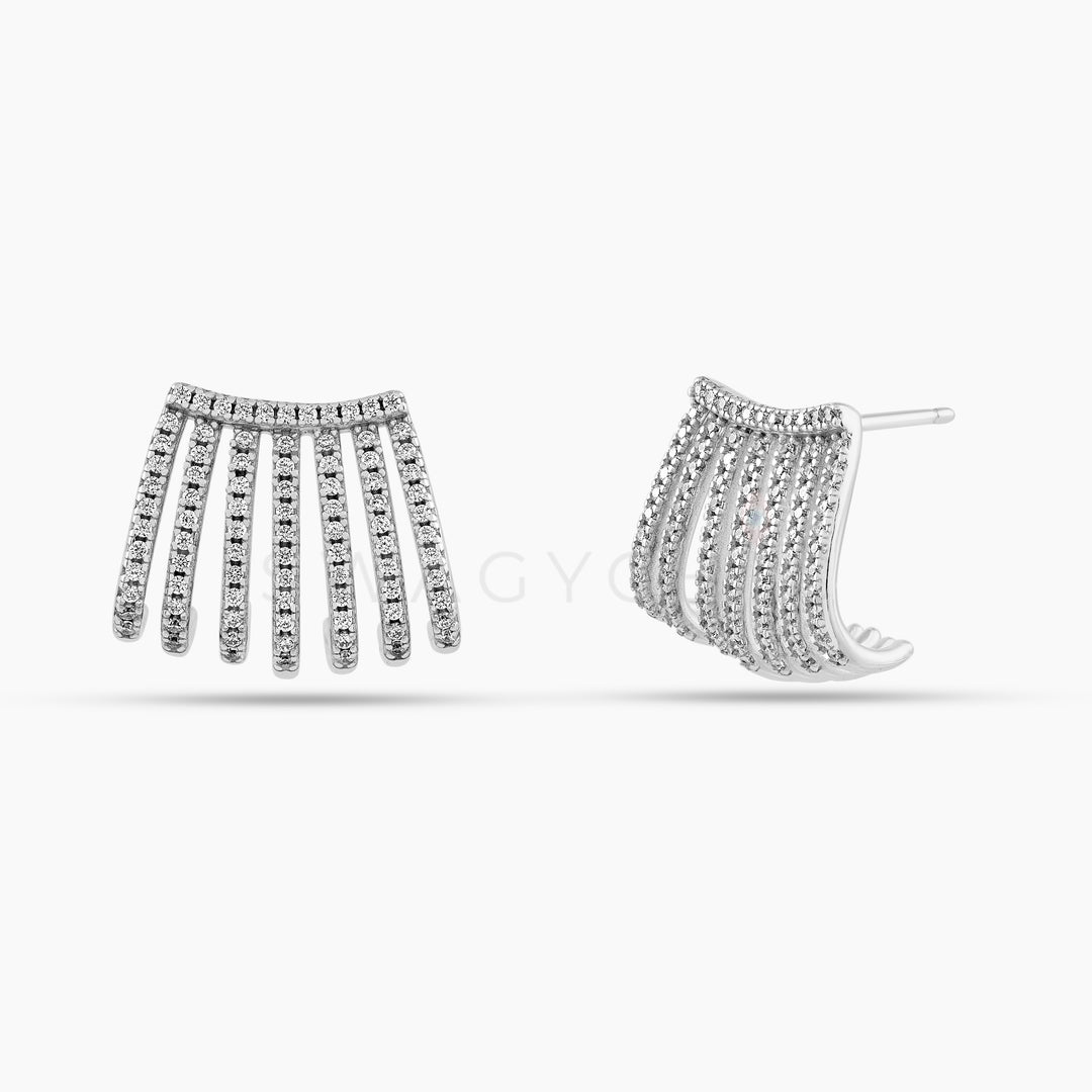 Horizon Pave Earrings - Silver - Swagychic