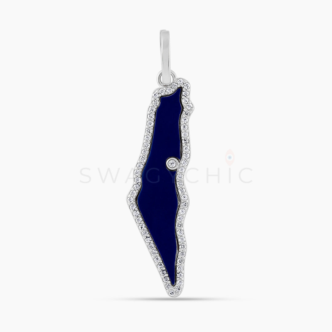Israel Map Lapis Lazul Charm - Silver - Swagychic