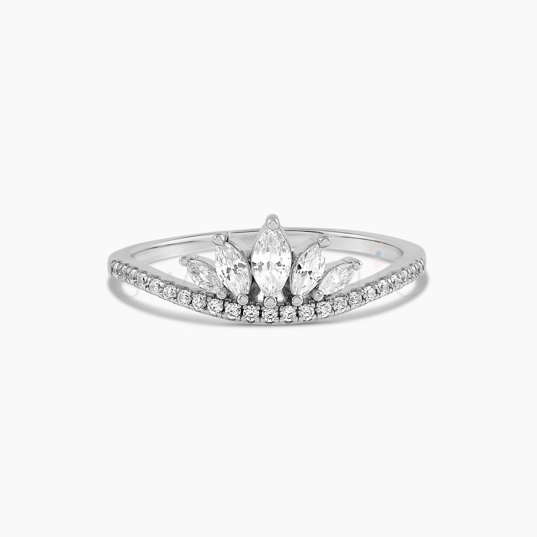 Lotus Pave Ring - Silver - Swagychic