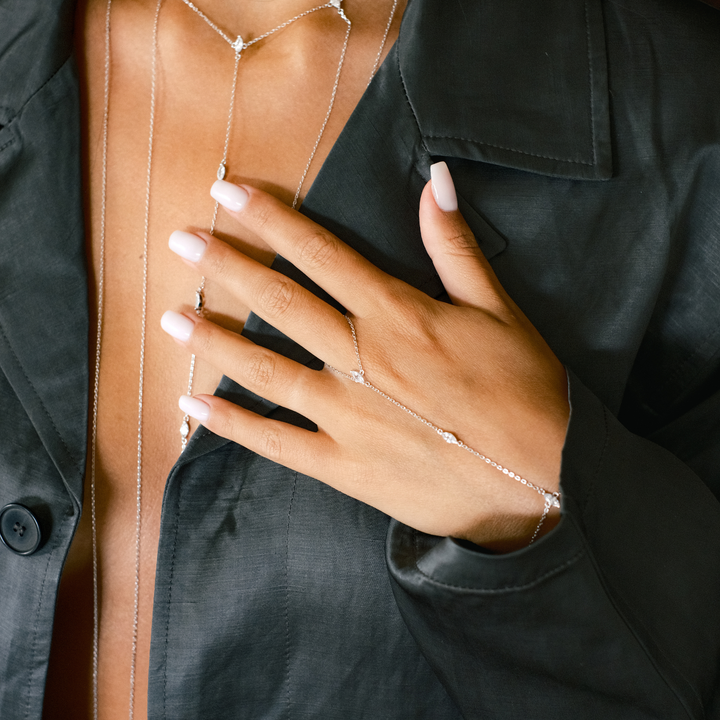 Marquise Elegance Wrap Hand Chain Bracelet - Swagychic