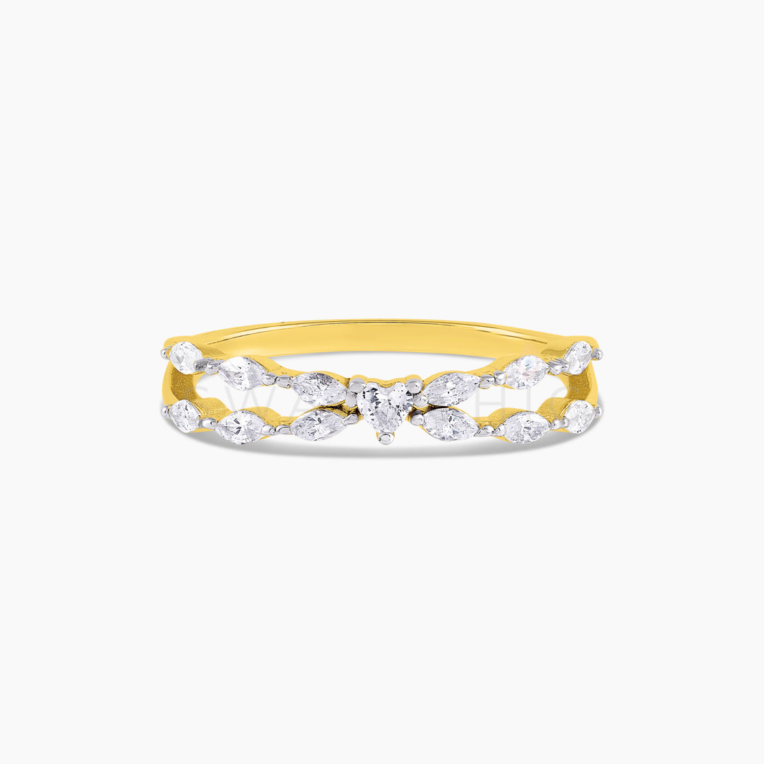Marquise Heart Crossed Ring - Gold - Swagychic