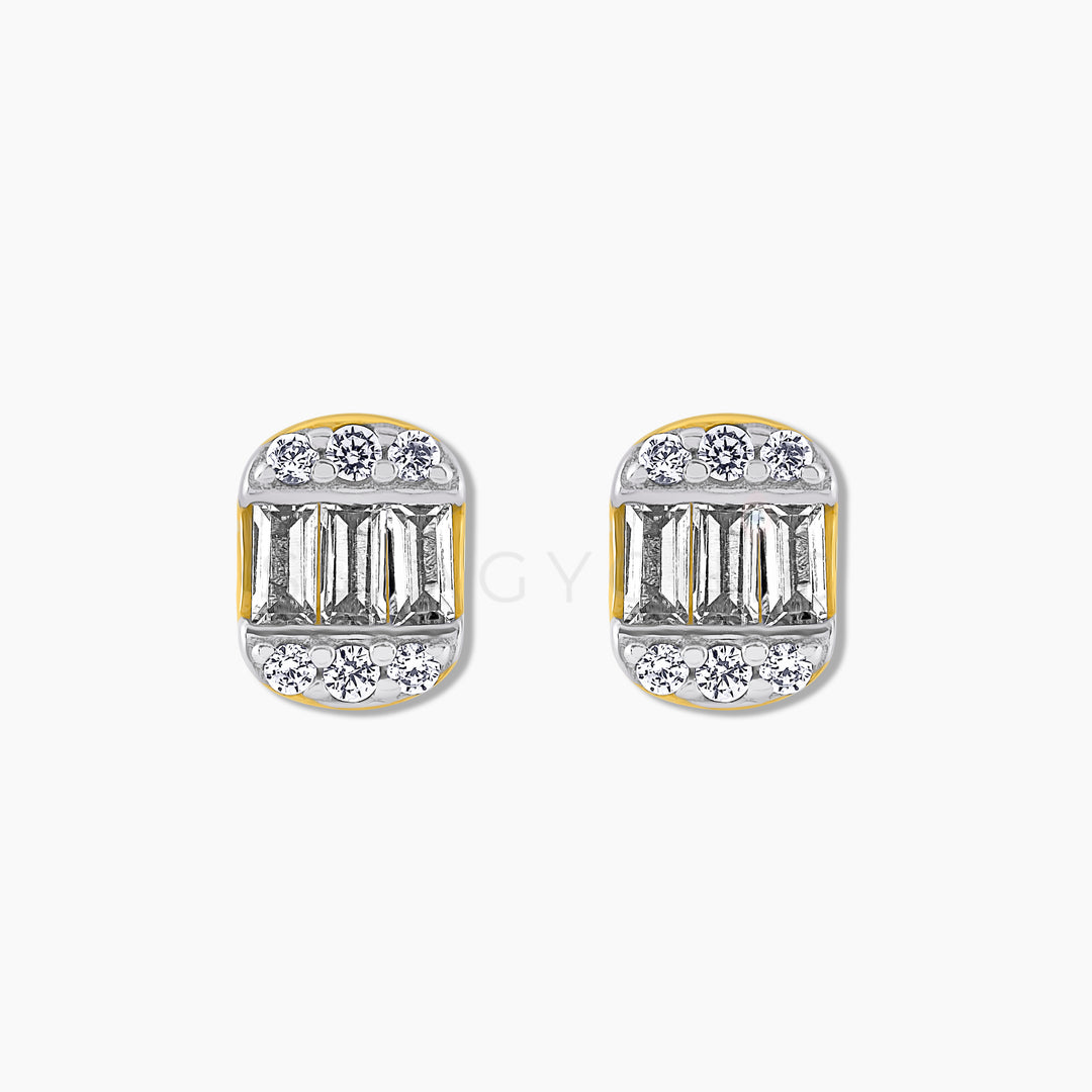 Mini Cushion Baguette Studs - Gold - Swagychic