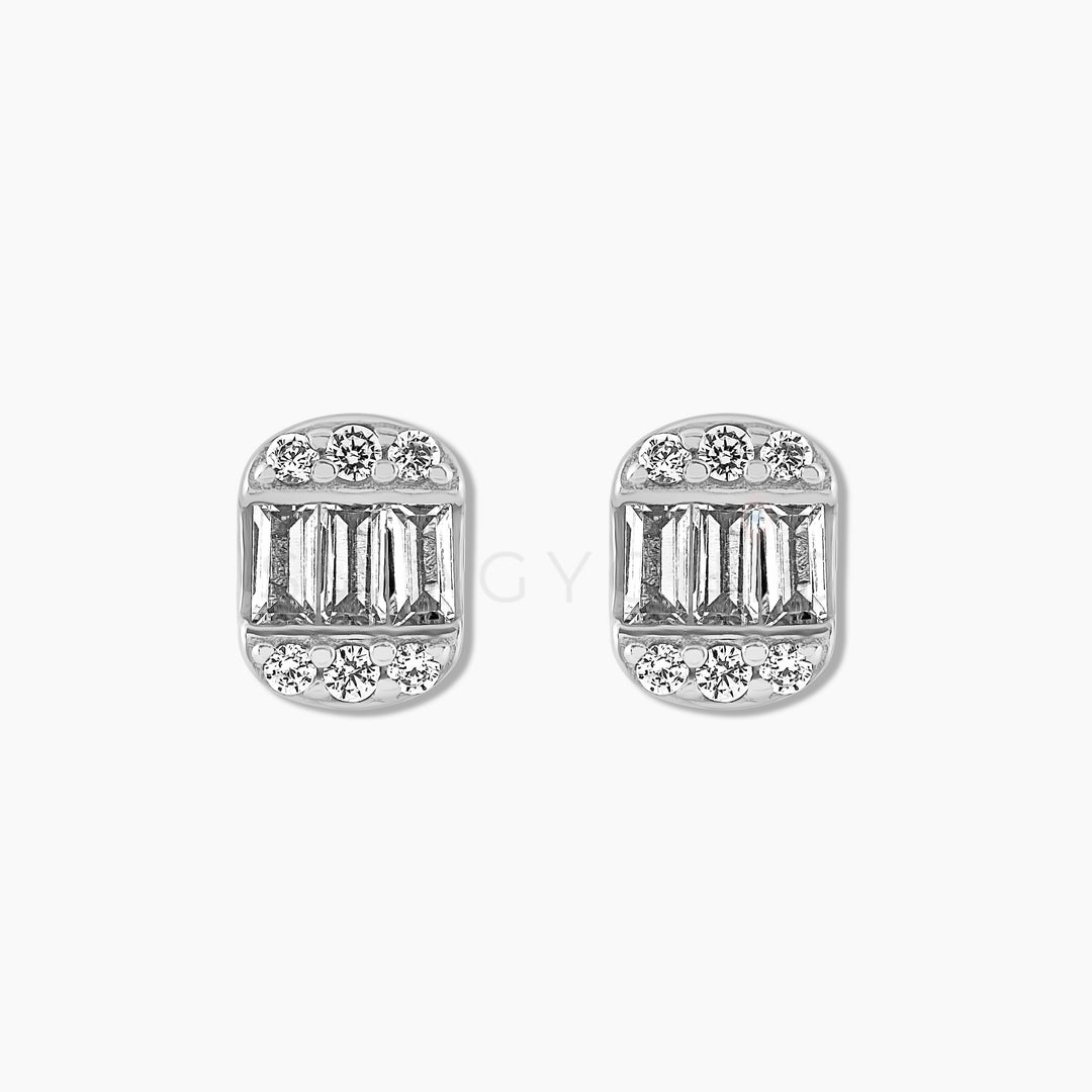 Mini Cushion Baguette Studs - Silver - Swagychic
