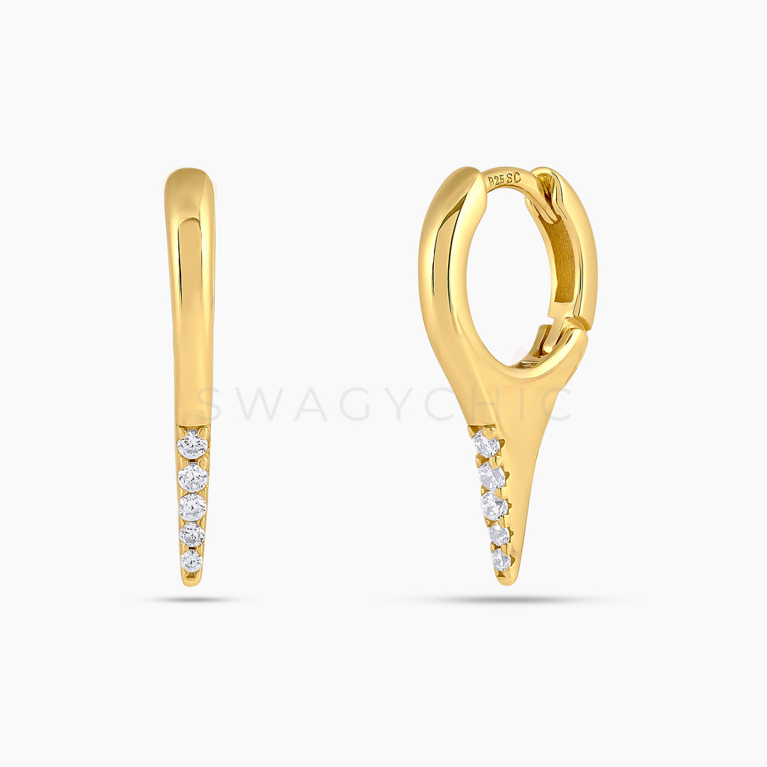 Mini Half Pave Spike Huggie - Swagychic