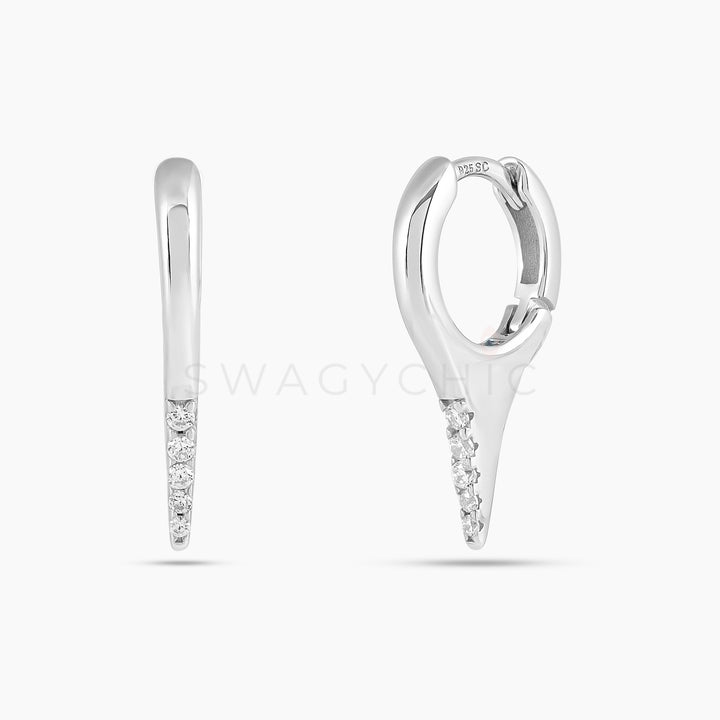 Mini Half Pave Spike Huggie - Swagychic