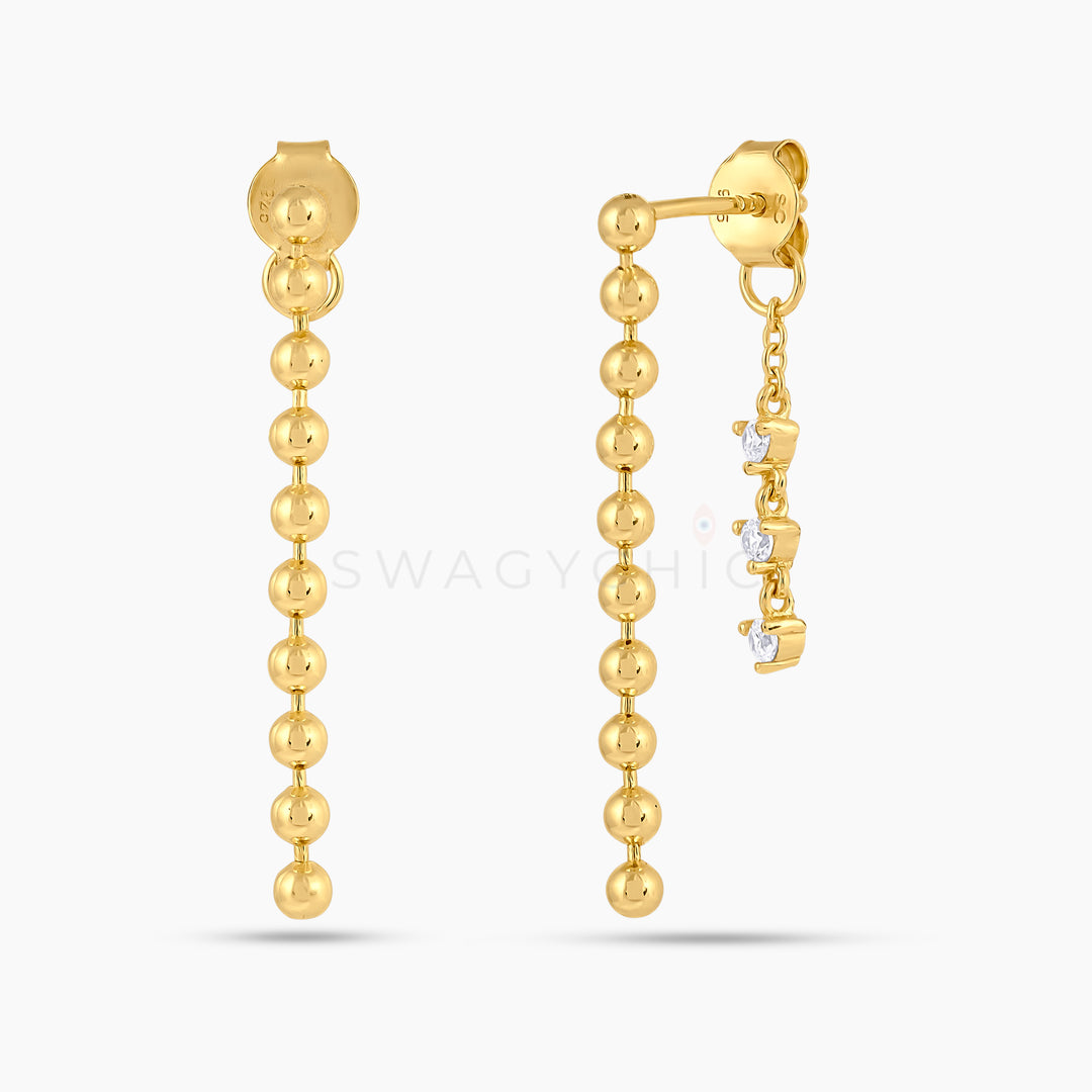 Mini Toliet Chain CZ Drop Earrings - Swagychic