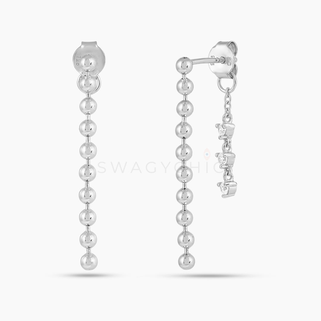Mini Toliet Chain CZ Drop Earrings - Swagychic