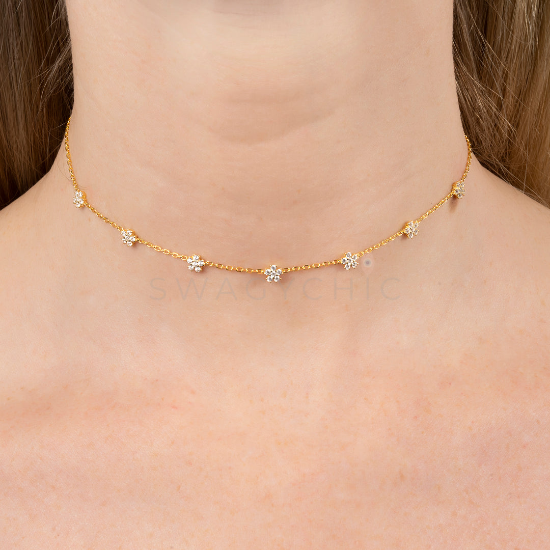 Mini Flower Choker- Gold - Swagychic