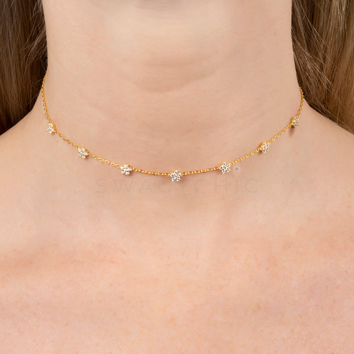 Mini Flower Choker- Gold - Swagychic