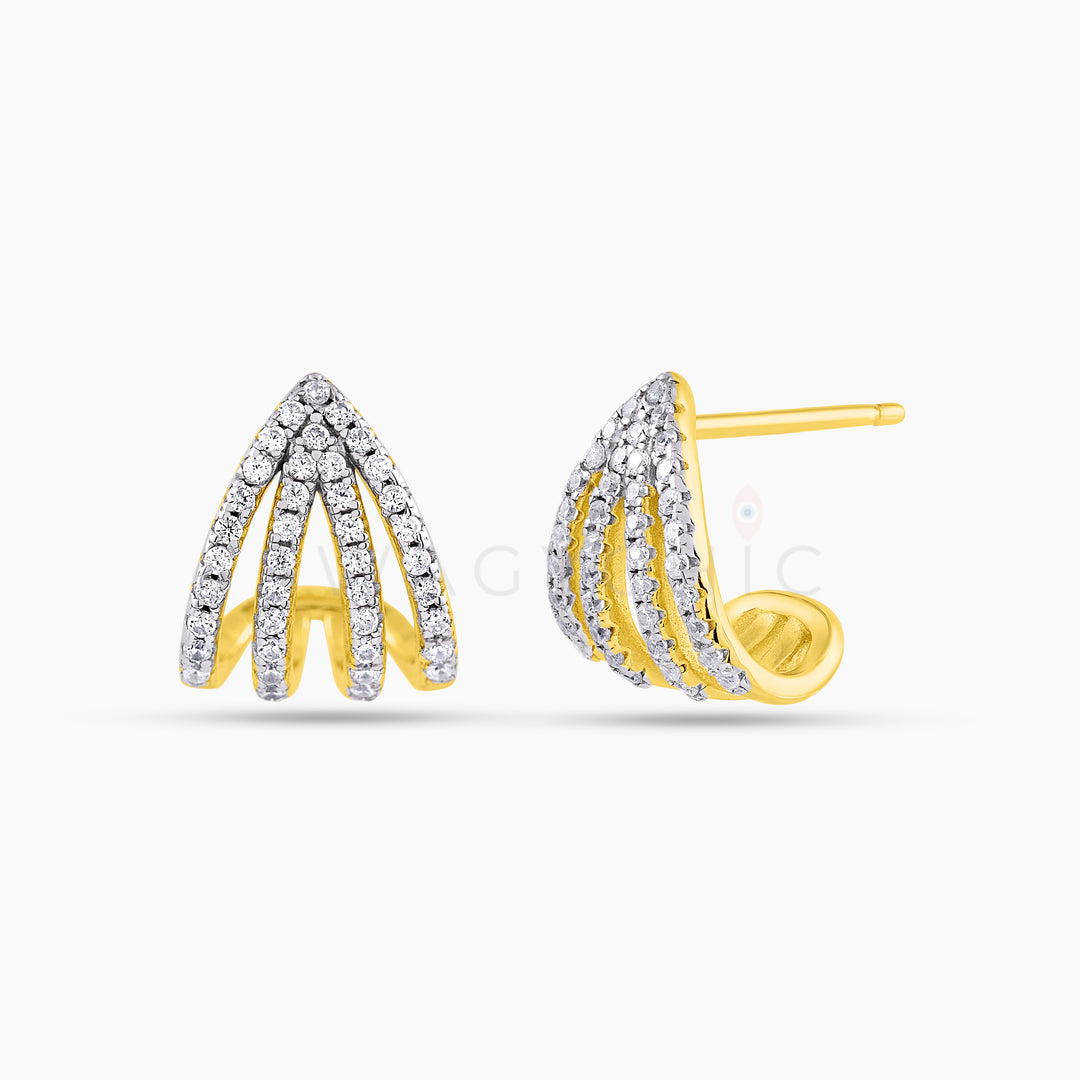 Mini Horizon Pave Earrings - Gold - Swagychic