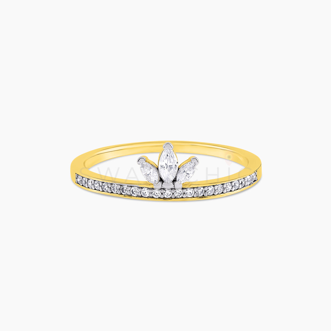 Mini Lotus Pave Ring - Gold - Swagychic