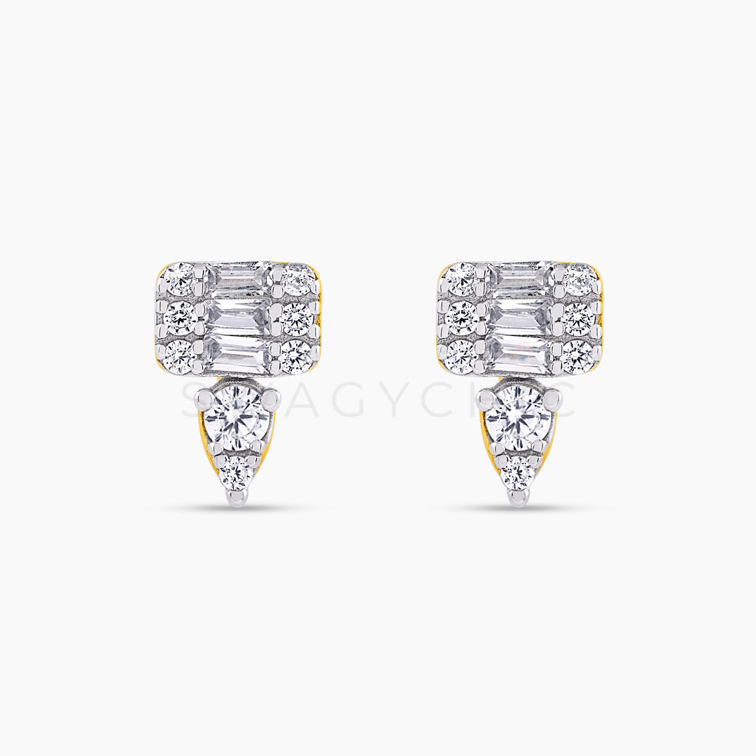 Mini Spike Cushion Baguette Studs - Gold - Swagychic