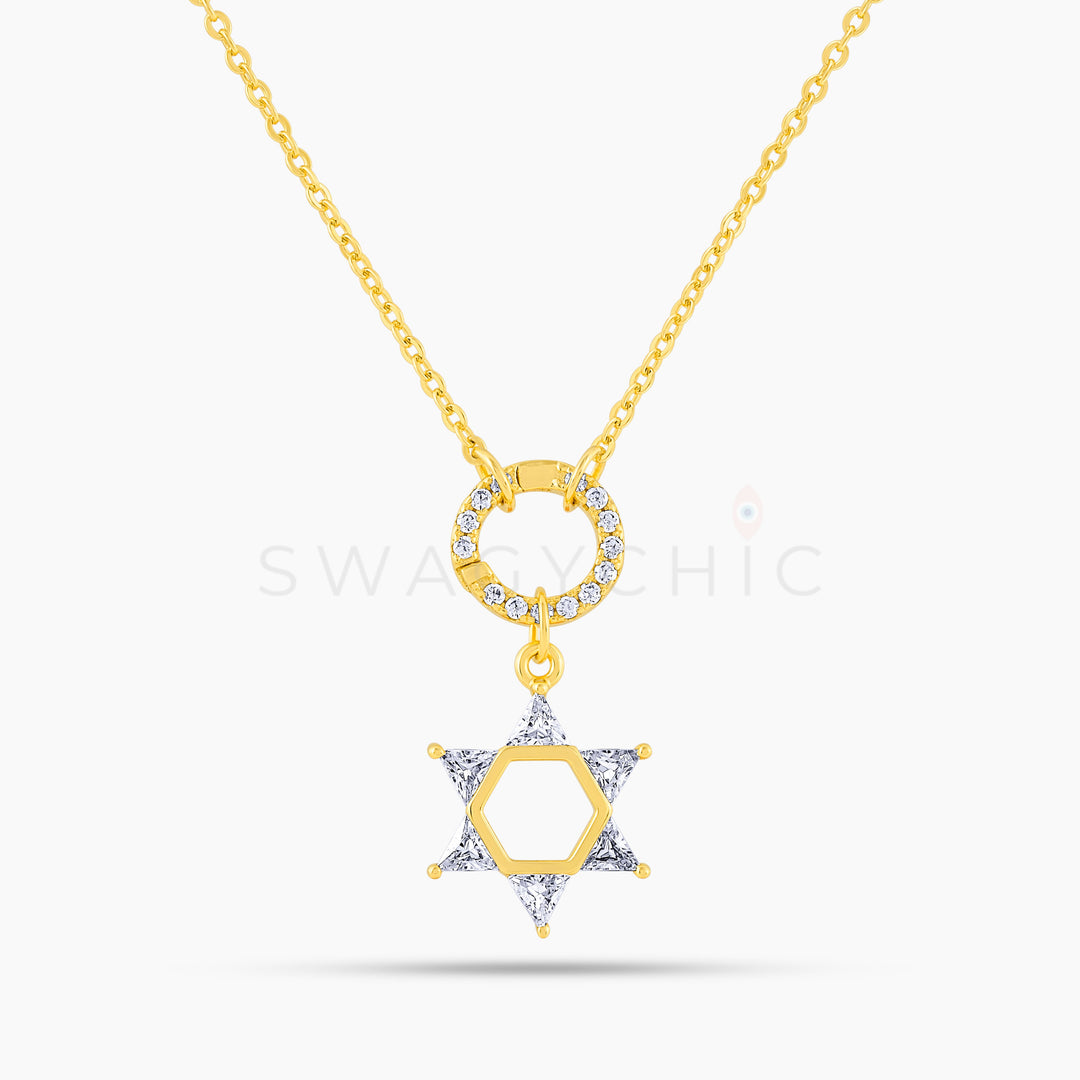 Modern David Star Necklace- Gold - Swagychic