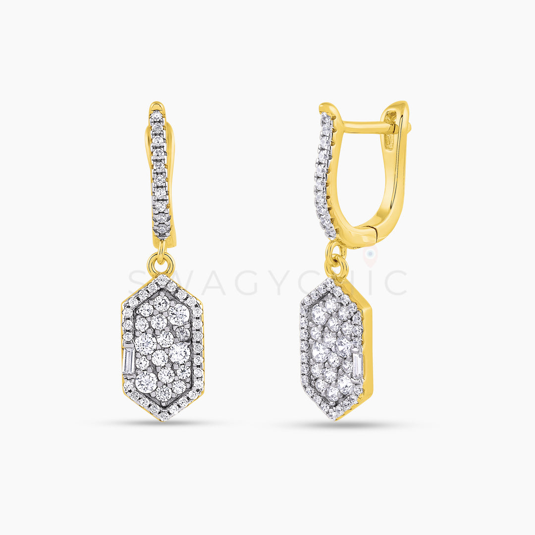 Pave Bar Signature Drop Huggies - Gold - Swagychic