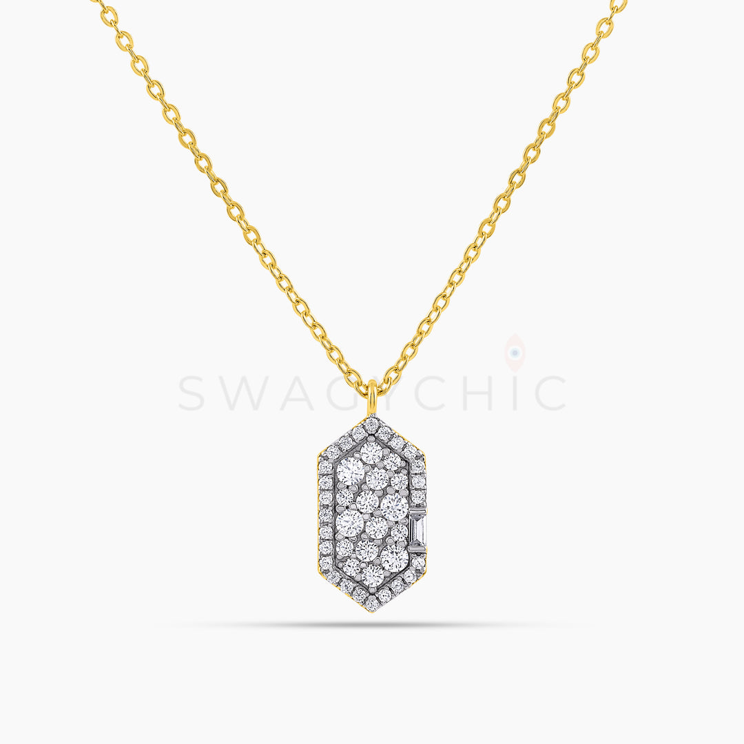 Pave Bar Signature Drop Necklace - Gold - Swagychic
