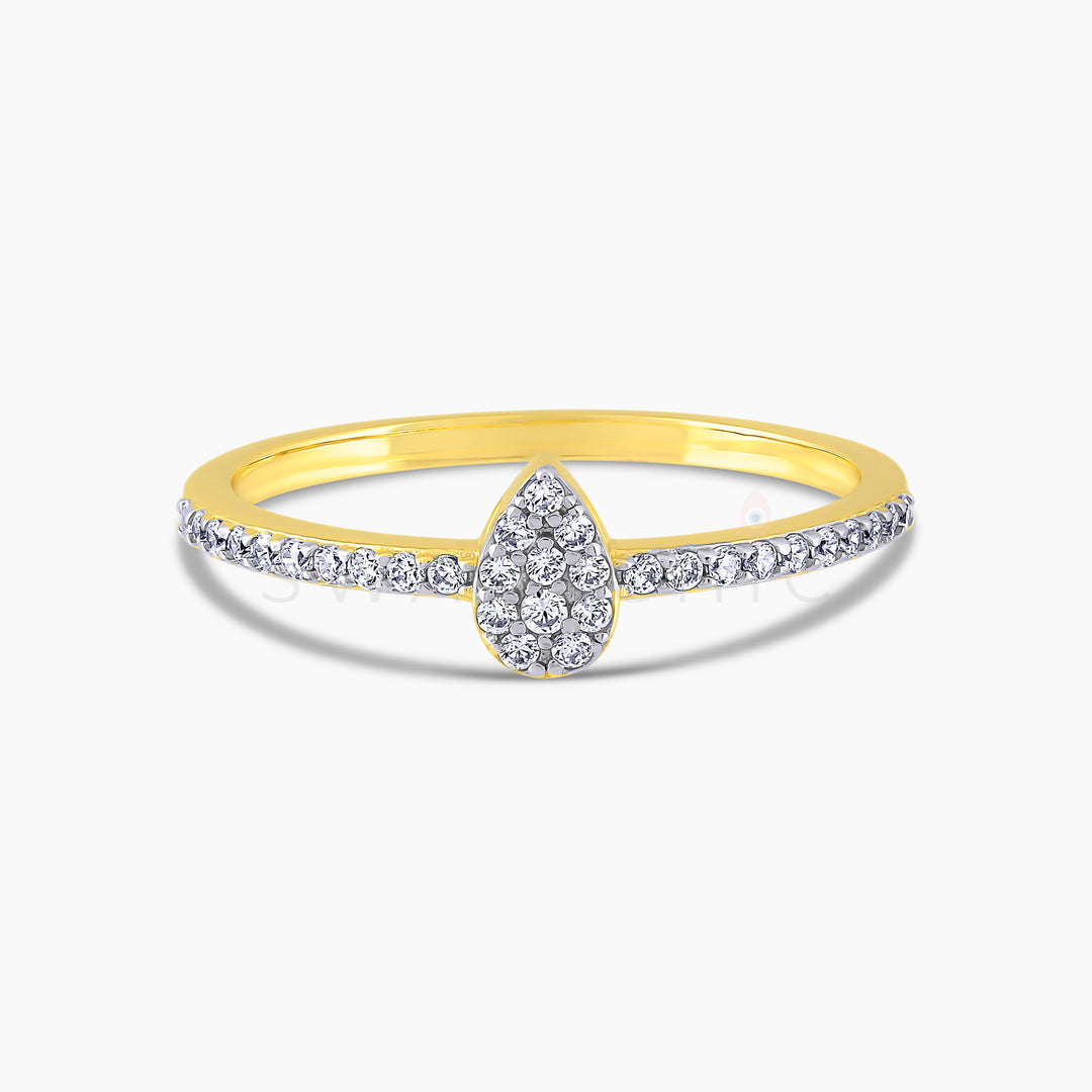 Pave Teardrop Stackable Ring - Gold - Swagychic