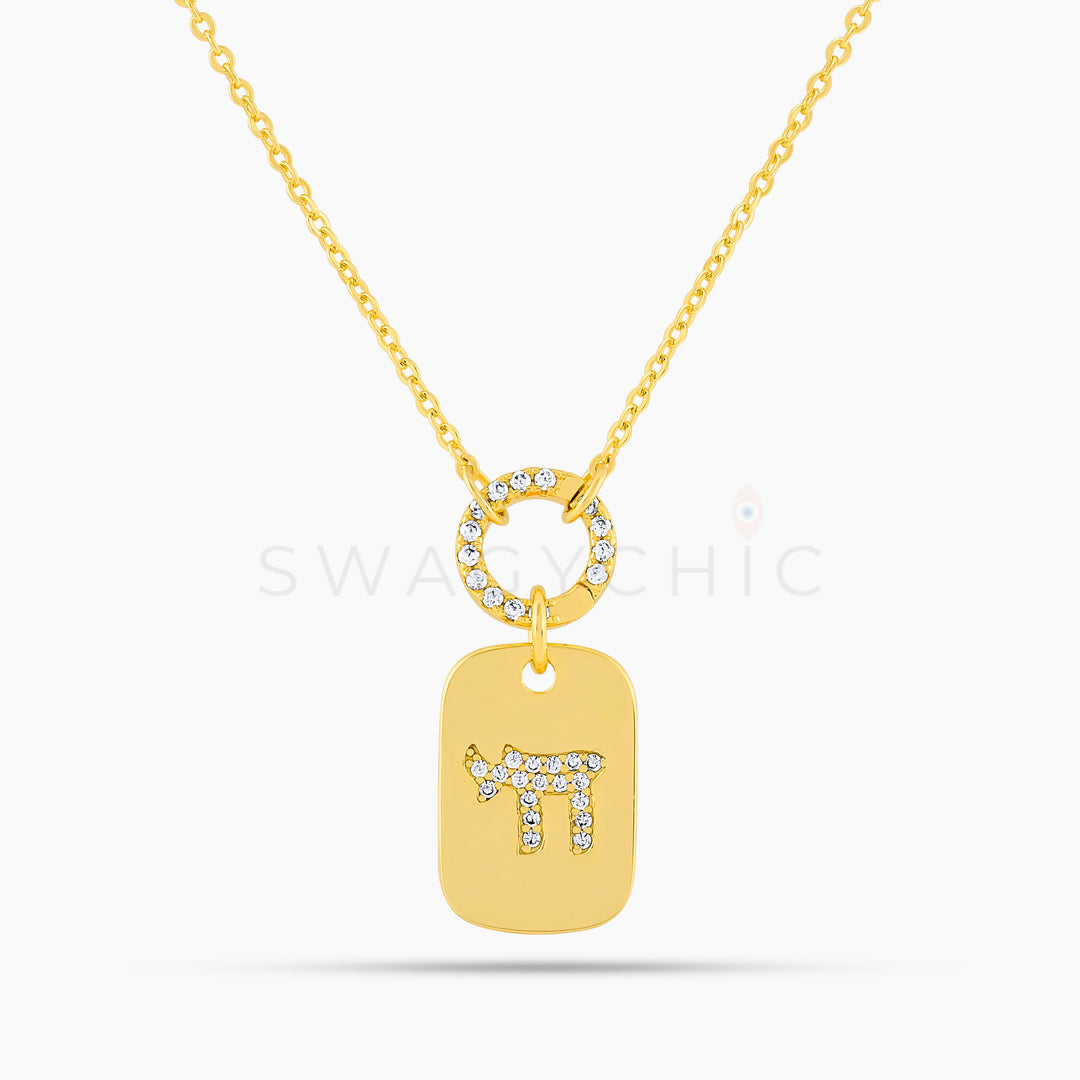 Signature Chai Tag Necklace- Gold - Swagychic