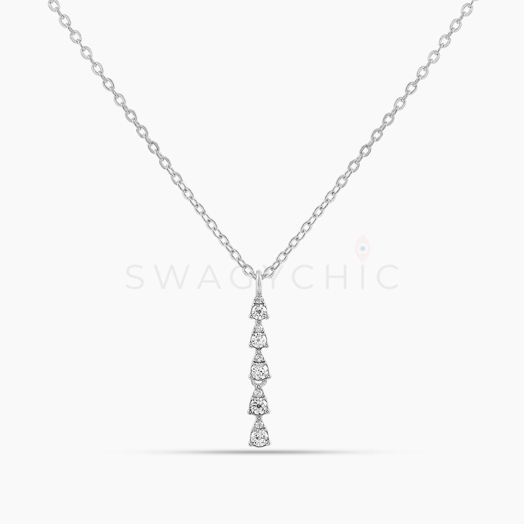 Signature Teardrop Drop Necklace - Silver - Swagychic