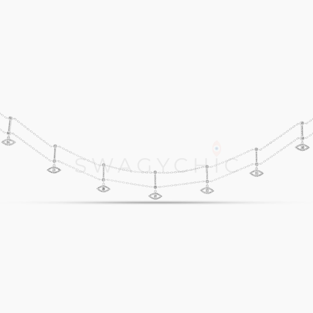 Silver Eye Dangle Protection Choker - Swagychic